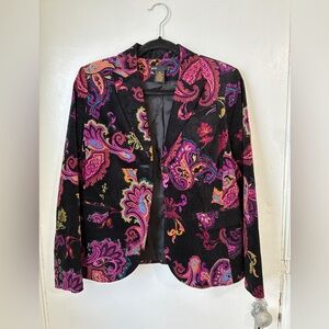 Vintage Velvet Blazer Jacket Paisley Lined 8 Petite
